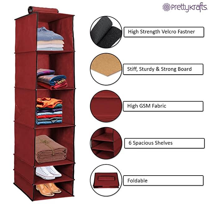SpaceSmart™ Hanging Closet Organizer – 6 Tier Foldable Storage Shelves