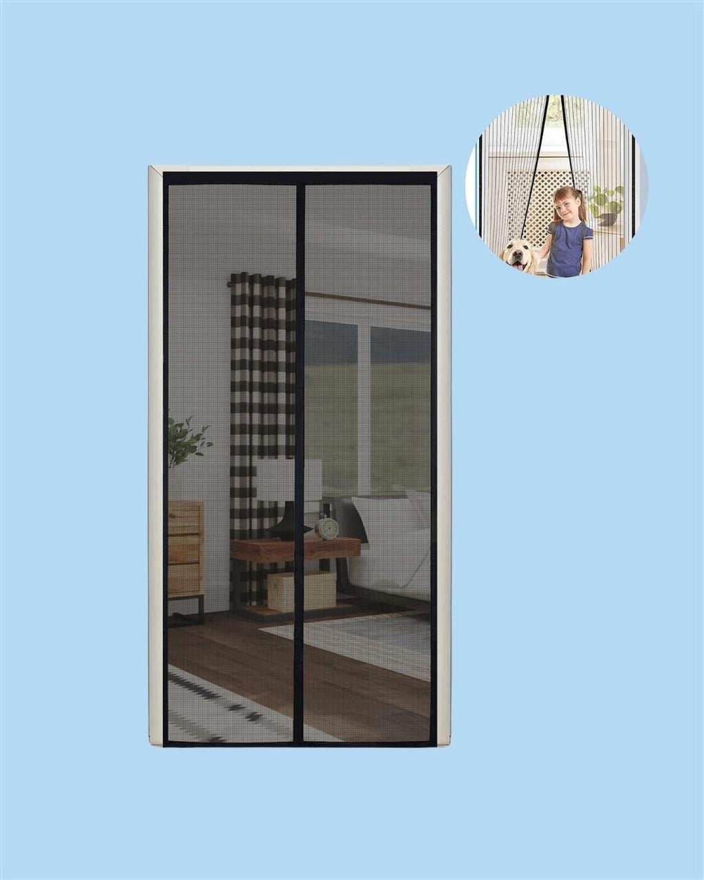 BugEase™ Magnetic Mesh Door Net – Foldable, Hands-Free Curtain for Insect Protection
