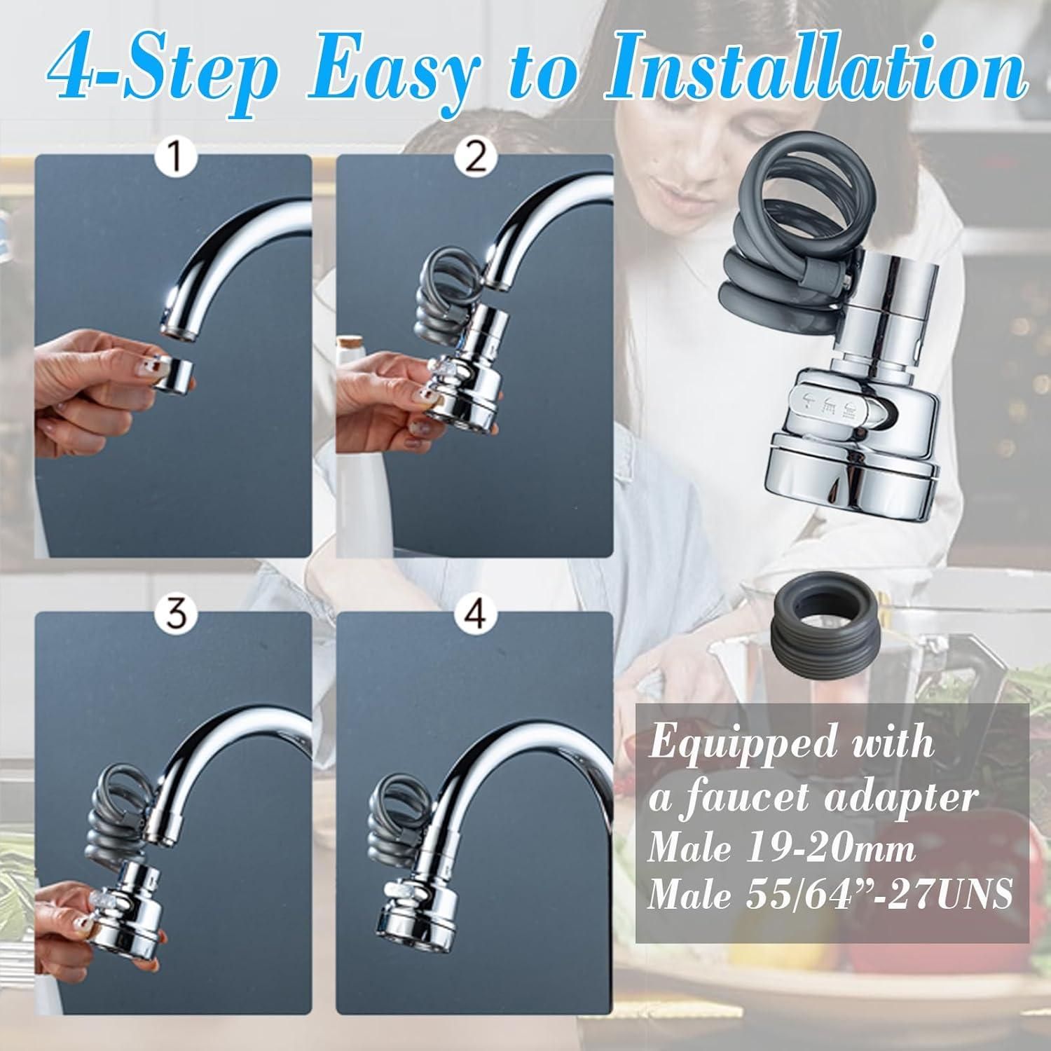 FlexiFlow™ Faucet Nozzle – Adjustable Water Sprayer Attachment for Kitchen Sink